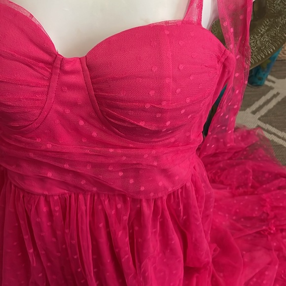 Fuchsia Hot Pink Tulle Polka Dot Maxi Size Medium/Large - Picture 6 of 7